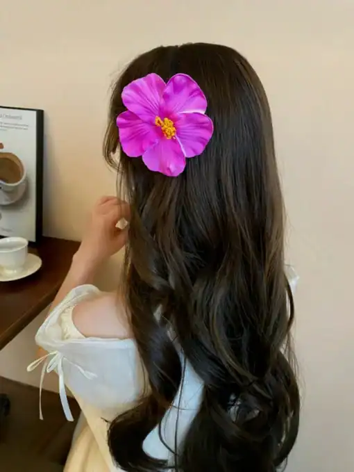 SHEIN 1pc Stereoscopic Adonis Flower Design Hair Clip, Elegant & Side Hairpin For Women (Purple)