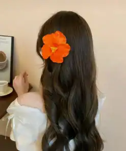 SHEIN 1pc Stereoscopic Adonis Flower Design Hair Clip, Elegant & Side Hairpin For Women (Orange)