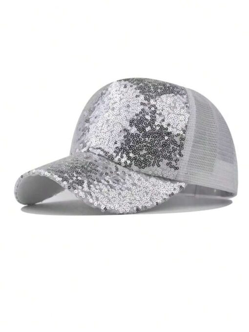 SHEIN 1pc Unisex Fashionable Shiny Sequin Leopard Print (Silver)
