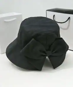 SHEIN 1pc Fashion Wide Brimmed Bow Bucket Hat (Black)