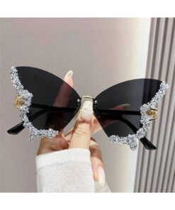 SHEIN 1pc Women's Fashionable Bling Framed Butterfly Glasses