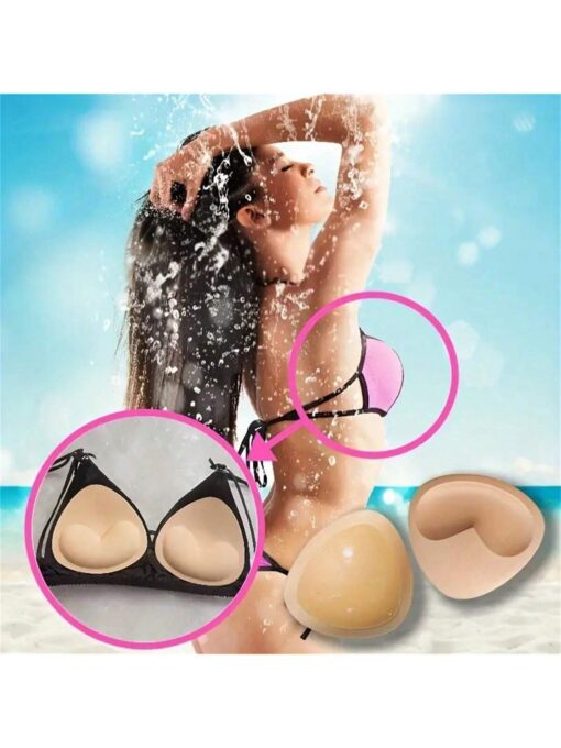 SHEIN 2pcs/Set Elegant Reusable Soft Padded Bra Cups, For Bikini Tops And Beach Wear