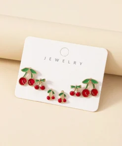 SHEIN 3pairs Cherry Stud Earrings