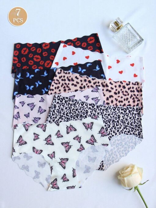 SHEIN 7-Piece Wavy-Edged Fan-Shaped Women's Underwear