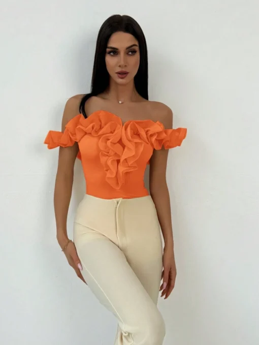 SHEIN Aloruh Elegant Mesh Off-Shoulder Bodysuit