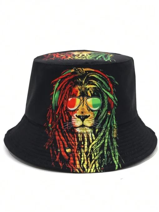 SHEIN Creative Hip-Hop Lion Printed Lightweight Bucket Hat