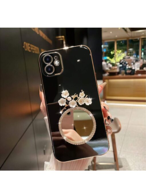 SHEIN Flower Phone Case 1pc Electroplated TPU Luxury Soft Full Covered Rhinestone