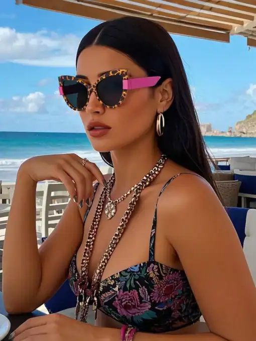 Polarized Sunglasses Retro Leopard Print Cat Eye Sunglasses