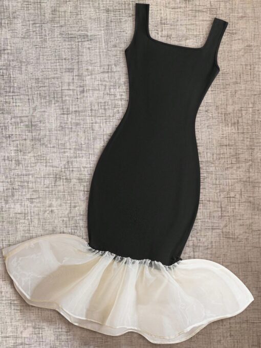 SHEIN Mid-Length Sleeveless Mesh Elegant Casual Dress