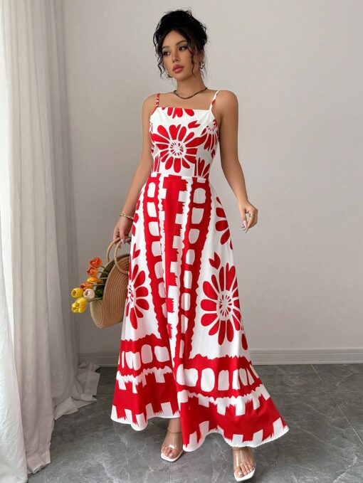 SHEIN Vacation Style Printed Casual Elegant Sexy Women's Dress