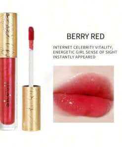 SHEIN Shiny Pearl Gloss, Waterproof, Long-Lasting, Hydrating Lip Gloss (Berry Red)