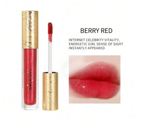 SHEIN Shiny Pearl Gloss, Waterproof, Long-Lasting, Hydrating Lip Gloss (Berry Red)
