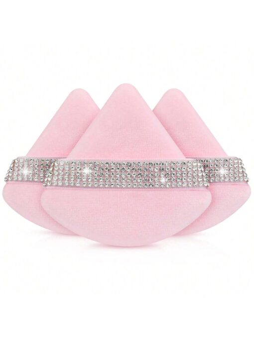 SHEIN 3Pcs Luxurious Diamond Powder Puffs