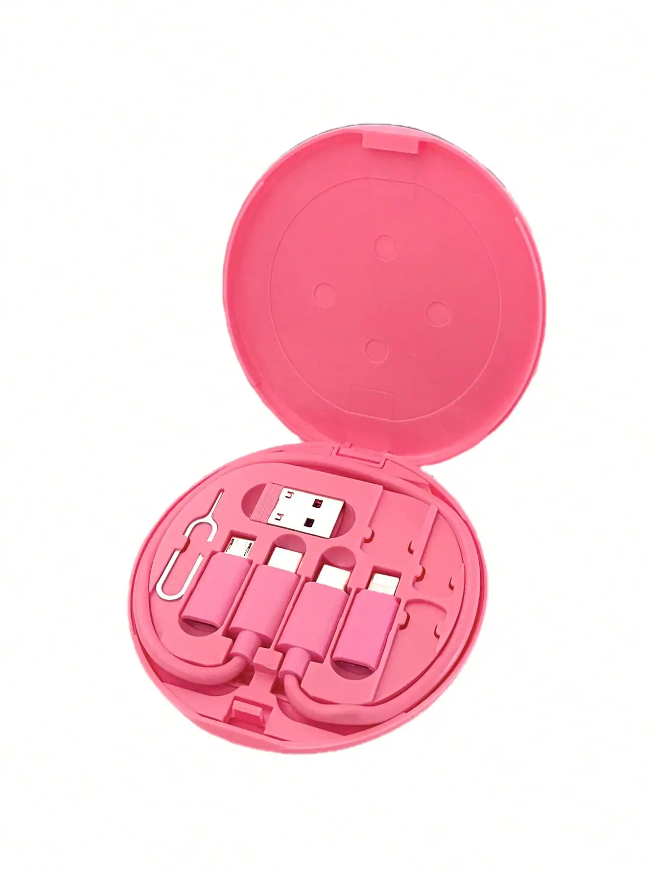 SHEIN USB Adapter Phone Holder Stand, Storage Case (Pink)