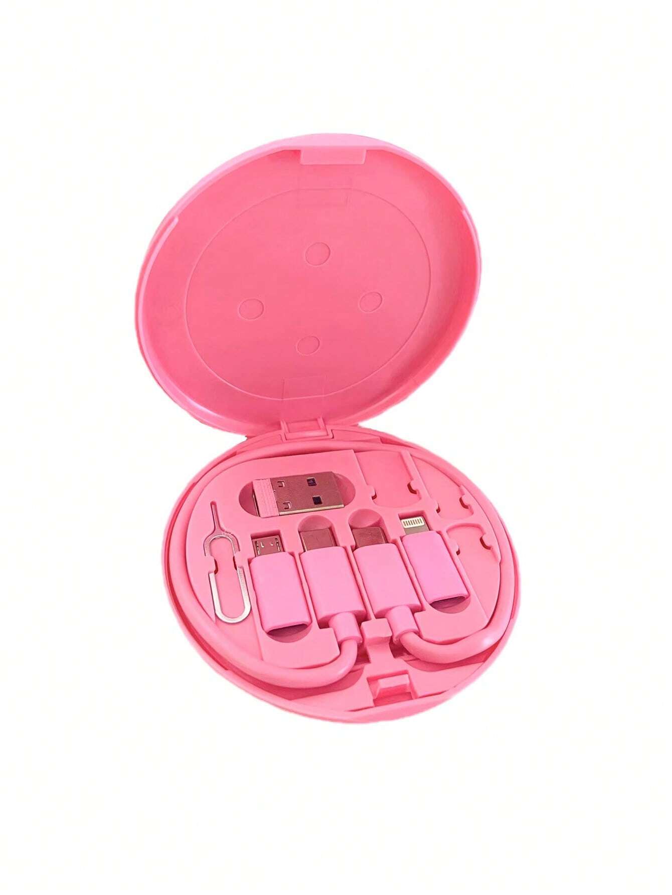 SHEIN USB Adapter Phone Holder Stand, Storage Case (Pink) - الصورة 2