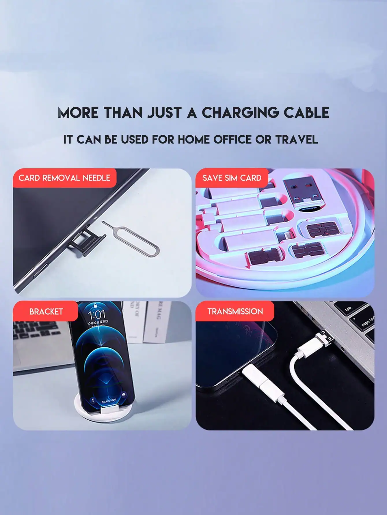 SHEIN USB Adapter Phone Holder Stand, Storage Case (Pink) - الصورة 6