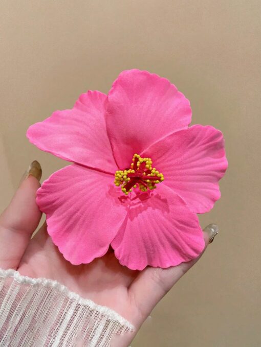SHEIN 1Pcs Hawaiian Flower Hair Clips, Women Artificial Flower Hair Clips (pink)