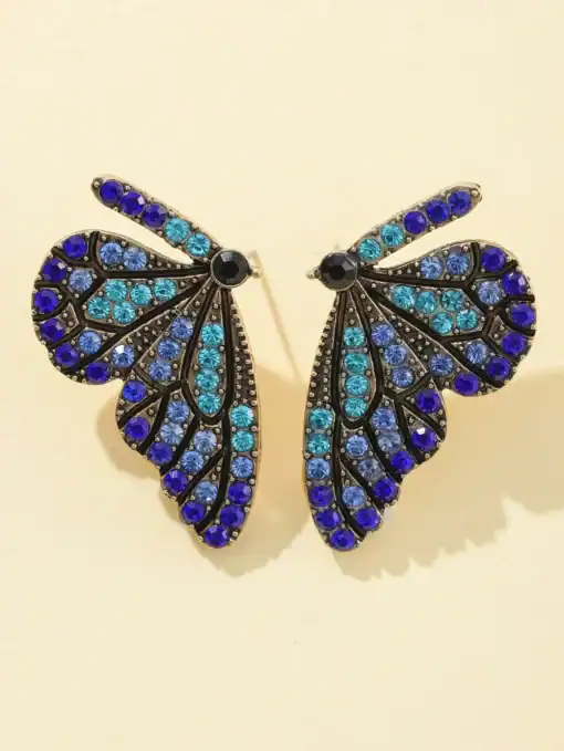 SHEIN 1 Pair Vintage Rhinestone Butterfly & Gem Earrings Jewelry