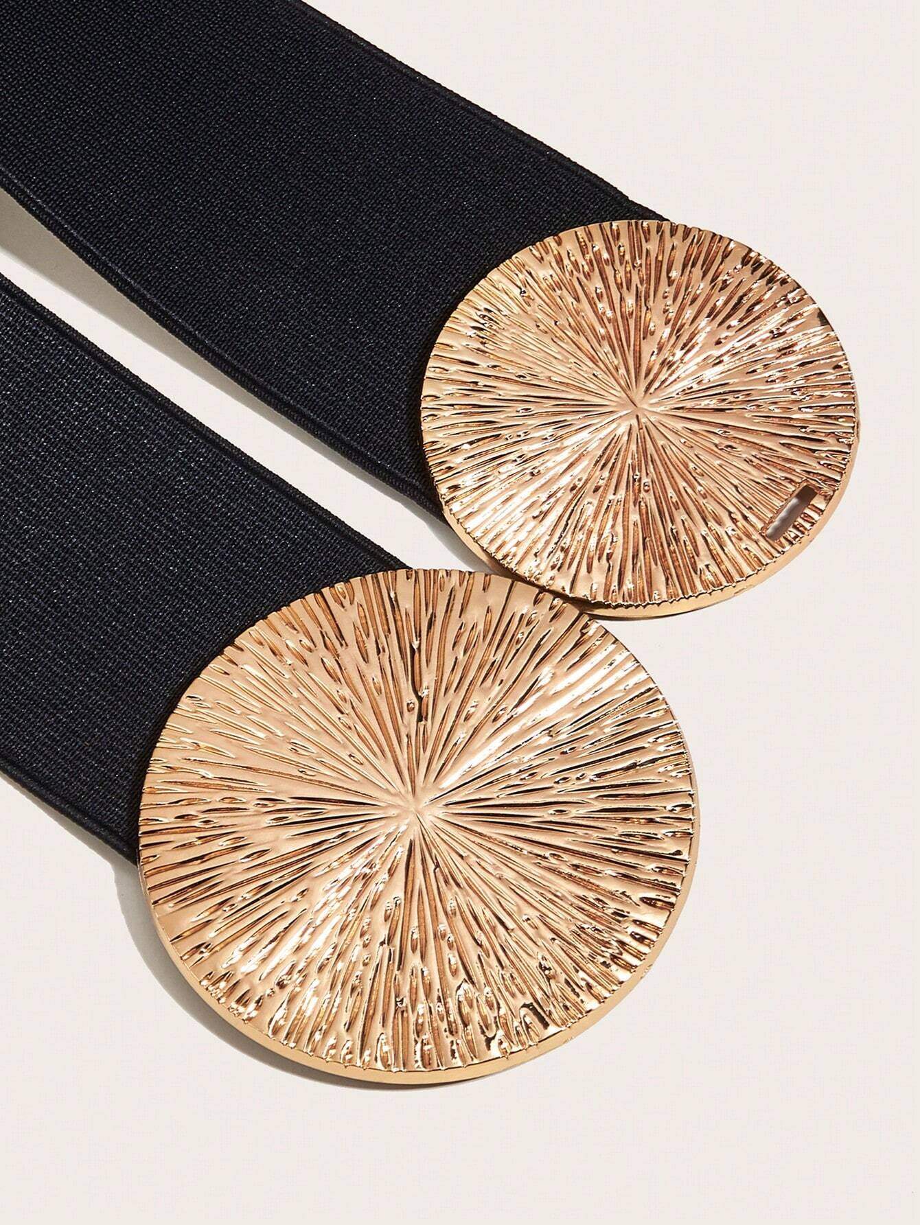 SHEIN 1pc Casual Versatile Elastic Round Buckle Waist Belt - الصورة 3