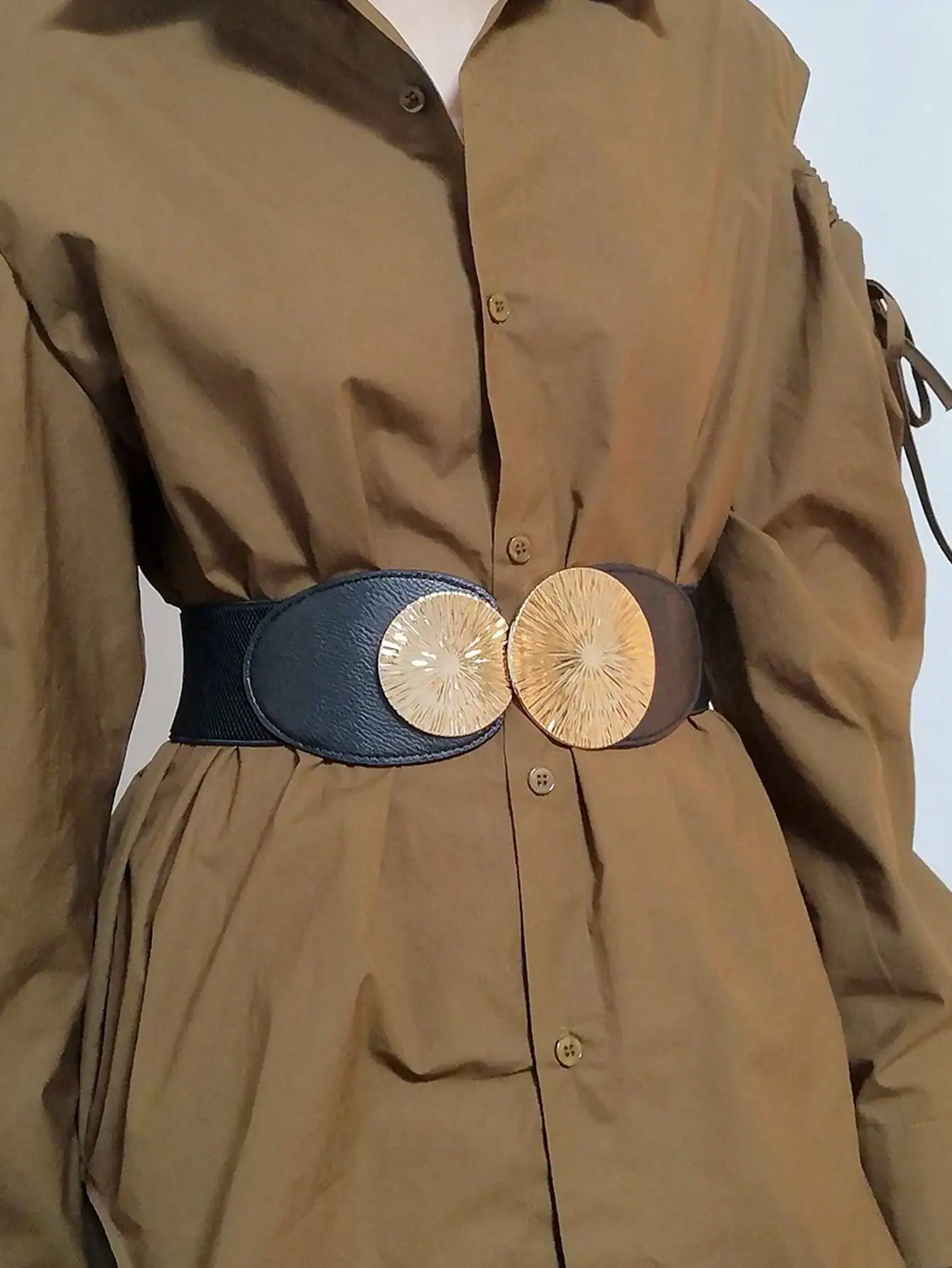 SHEIN 1pc Casual Versatile Elastic Round Buckle Waist Belt - الصورة 5