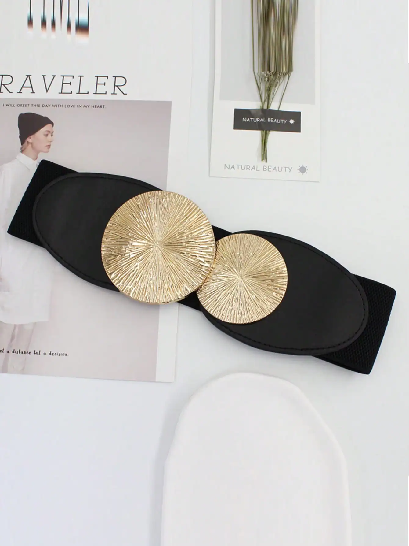 SHEIN 1pc Casual Versatile Elastic Round Buckle Waist Belt - الصورة 6