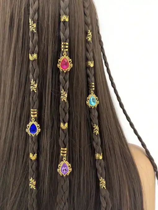SHEIN 44pcs Gemstone Dreadlocks Hair Jewelry Accessories