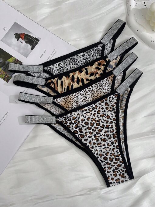 SHEIN 4 Pairs Solid Color Patchwork Simple Casual Panties