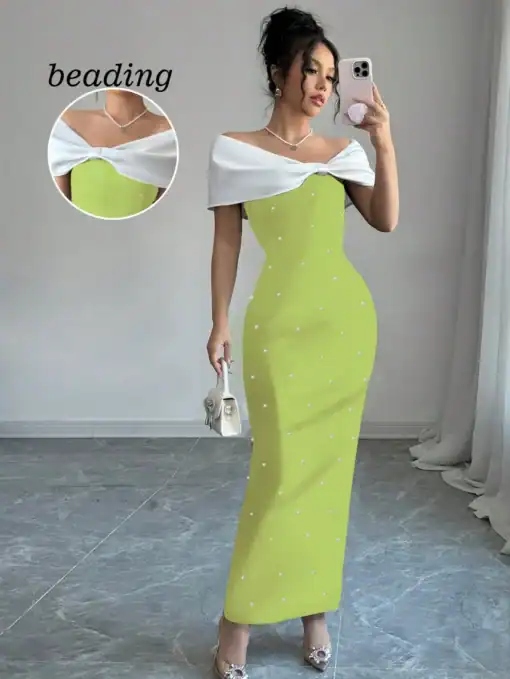 SHEIN Elegant Commuting Color Block Off Shoulder