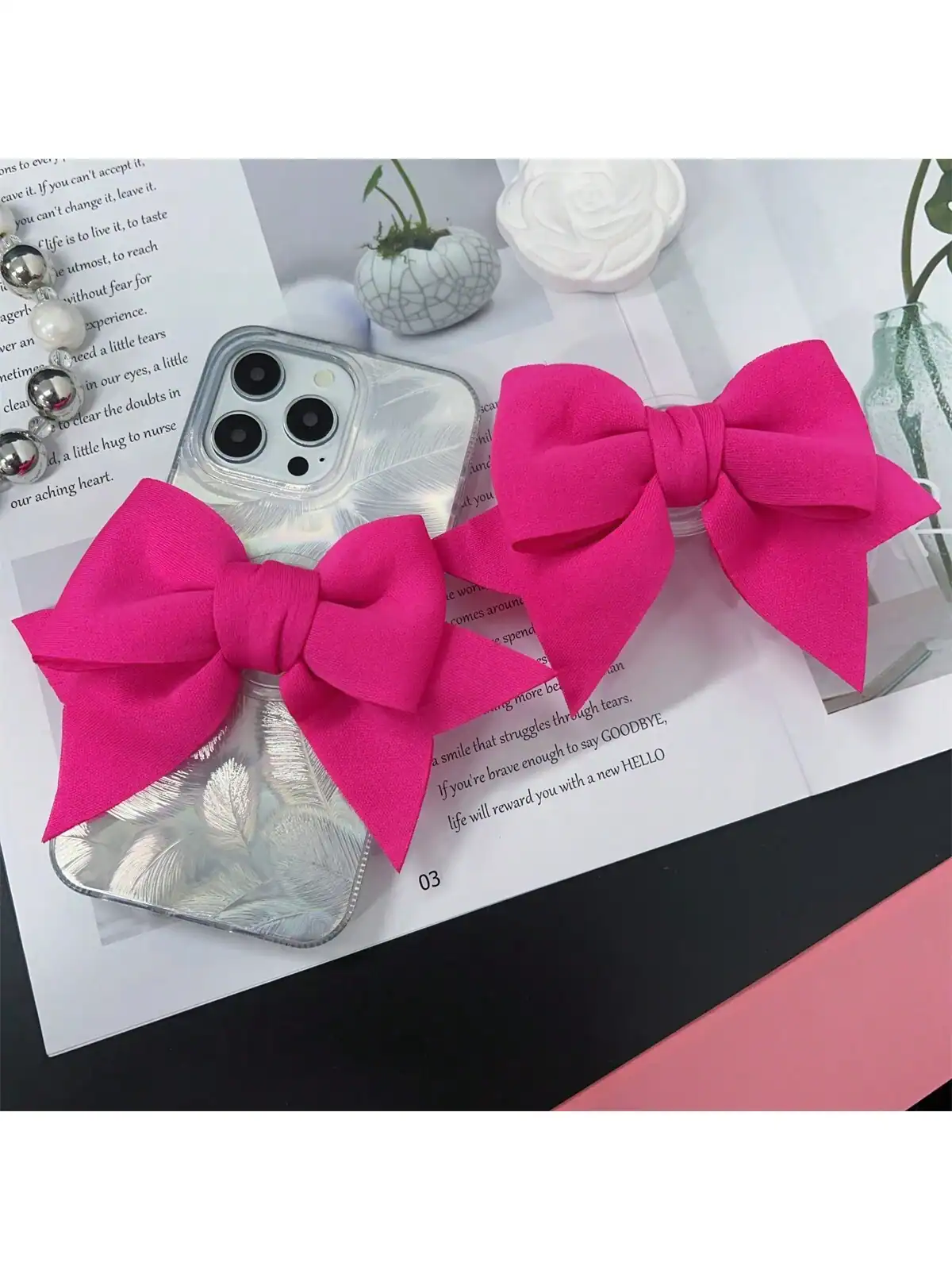 SHEIN Ins Rose Bow Mobile Phone Holder Desktop - الصورة 4