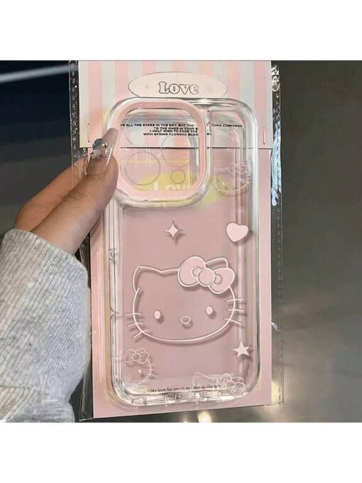 SHEIN 1pc Happy Hello Kitty Pink Big Face Phone Case