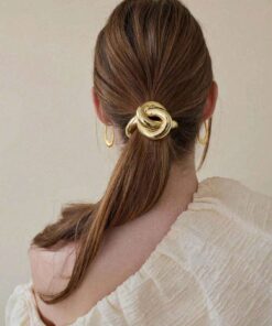 SHEIN 1pc Golden Metal Geometric Hair Tie Ponytail Holder