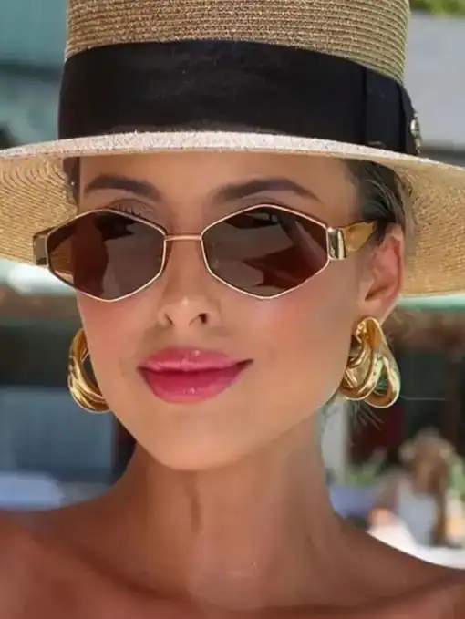 SHEIN Rhombus Metal Small Frame Y2K Fashion Fashion Glasses