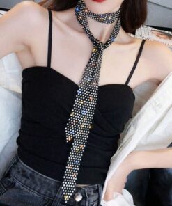 SHEIN Exaggerated Sparkly Multi-Row Water Drop Rhinestone Tassel Collar Necklace
