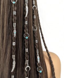 SHEIN 31 Pcs Turquoise Pendant Dreadlock Braid Hair Beads Braids Hair Rings