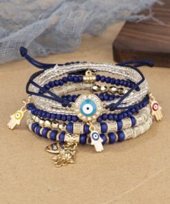 SHEIN 6pcs Boho Style Multicolor Asymmetrical Beaded Bracelets
