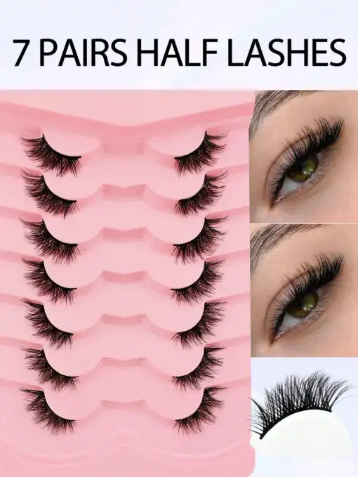 SHEIN 7 Pairs Half Lashes False 15mm Cat Eye Look Tail Elongated Lashes
