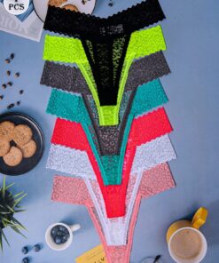 SHEIN 7pcs/Set Women Leopard Print Low Waist Lace Thong Panties, Sexy