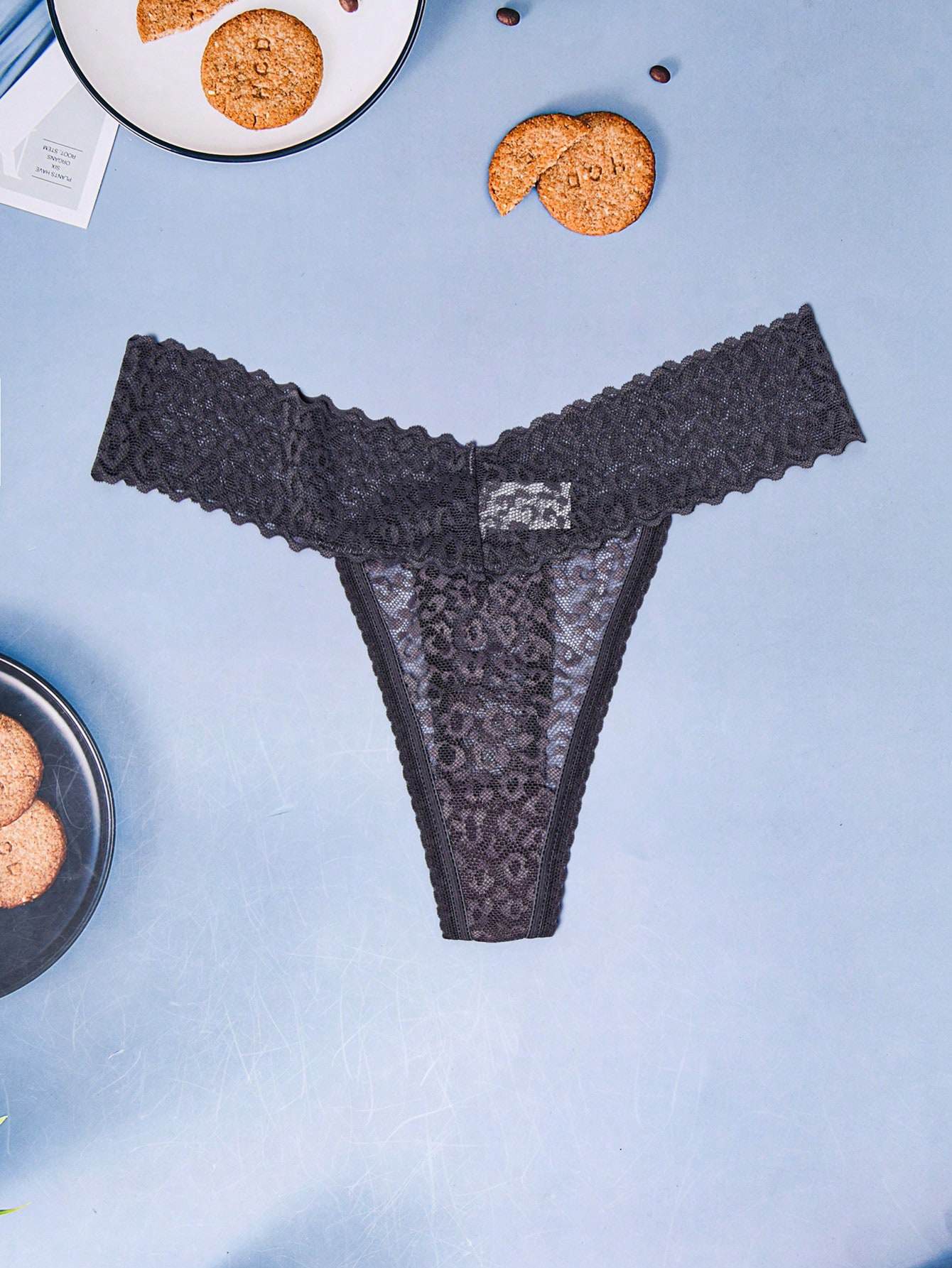 SHEIN 7pcs/Set Women Leopard Print Low Waist Lace Thong Panties, Sexy