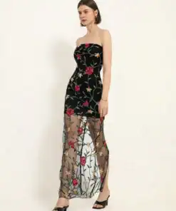 SHEIN Aveloria Rosie Elegant Romantic Heavy Lace Mesh Long Dress