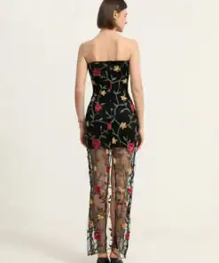 SHEIN Aveloria Rosie Elegant Romantic Heavy Lace Mesh Long Dress