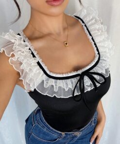 SHEIN Chiquease Women's Elegant Square Collar Bowknot