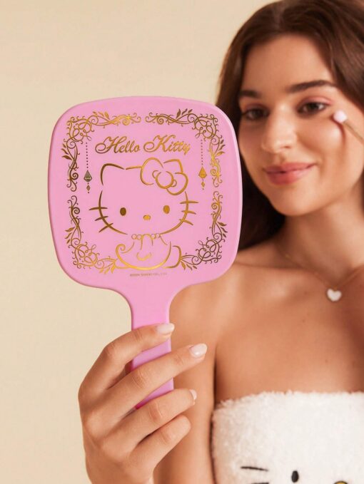 SHEIN HELLO KITTY AND FRIENDS SHEIN Cartoon & Letter Print Pink Handheld Mirror