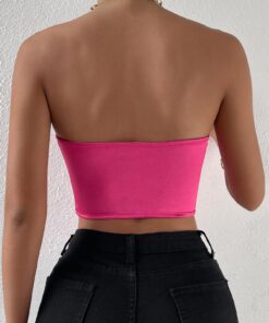 SHEIN Allurite Solid Hanky Hem Tube Top