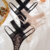 Shein Underwear&Sleepwear Basics 3packs Leopard Print Hollow Out Sexy Thongs