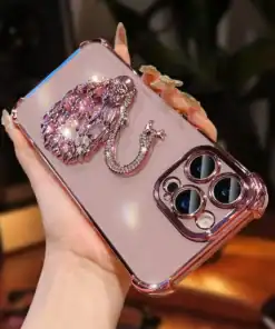 SHEIN Luxury Electroplated Clear Pink Phone Case