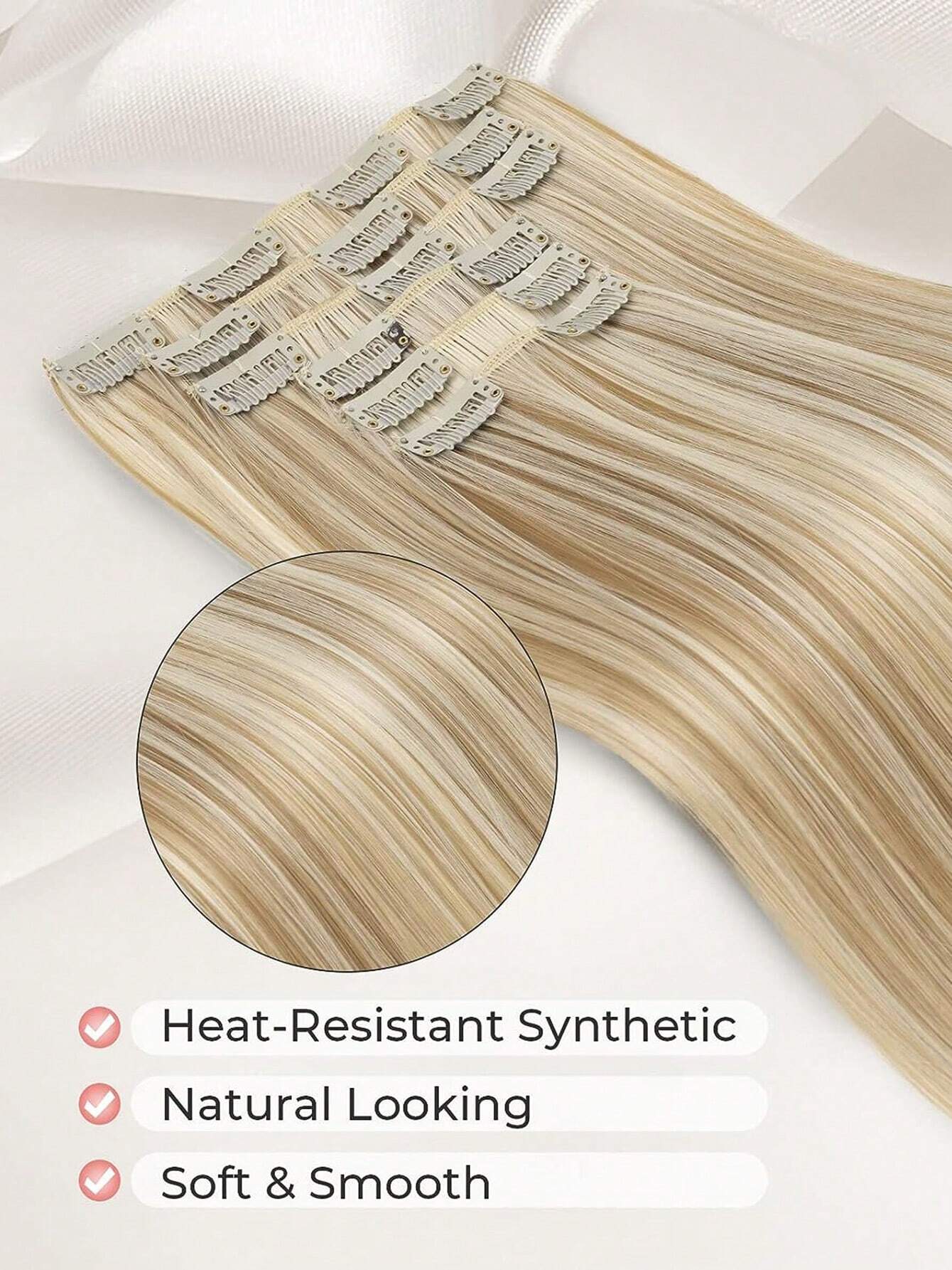 SHEIN Clip Style Hair Extension With 16 Clips To Synthesize