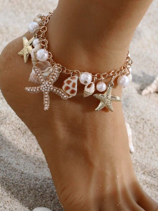 SHEIN Fashionable Niche Ocean Style Starfish Pendant Anklet