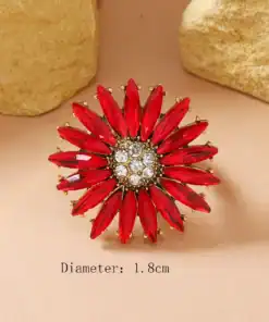 SHEIN Fashion Vintage Sunflower Rhinestone Adjustable Open Ring