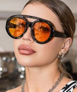 SHEIN Vintage Large Frame Pilot Style Plastic Uv Protection Sunglasses