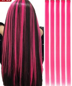 SHEIN 5 PCS Red Colored Clip In Hair Extensions 20 Inch